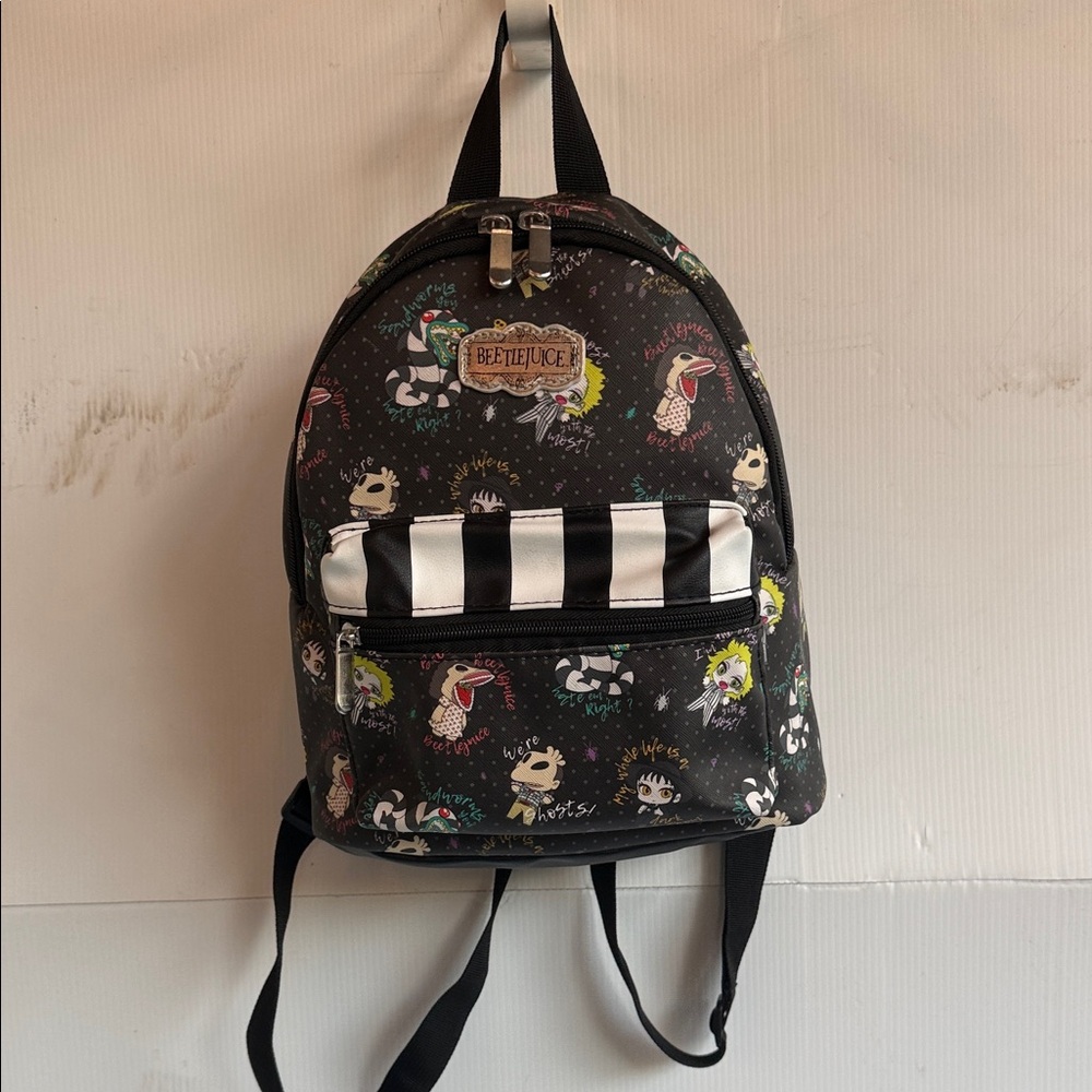 BEETLEJUICE MINI BACKPACK SPOOKY GOTH LUNCH BAG BLACK LICENSED